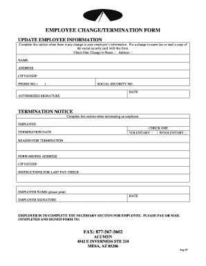 Employee Termination Form Fill Out And Sign Printable Pdf Template Signnow