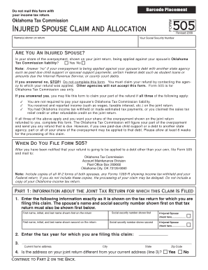  Oklahoma Tax Commission Injured Spouse Form 2009