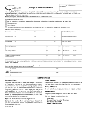 Change of AddressName Form Oregon Gov Oregon