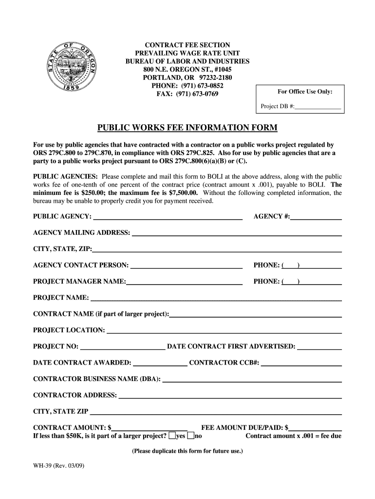 Public Works Fee Information Form