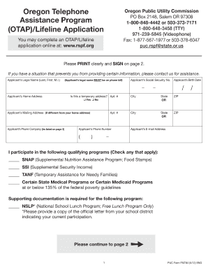 Otap Application  Form