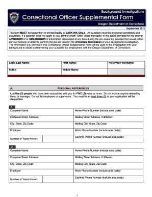 Oregon Correctional Officer Supplemental Form