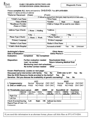 Indiana Diagnostic Audiology Evaluation Form