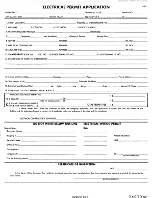 ELECTRICAL PERMIT APPLICATION &#039; State of Rhode Island Ribcc Ri  Form