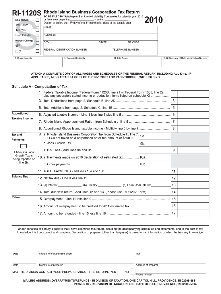 Get and Sign Ri1120s Form