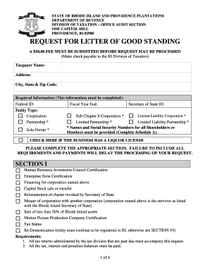 Ri Letter of Good Standing  Form