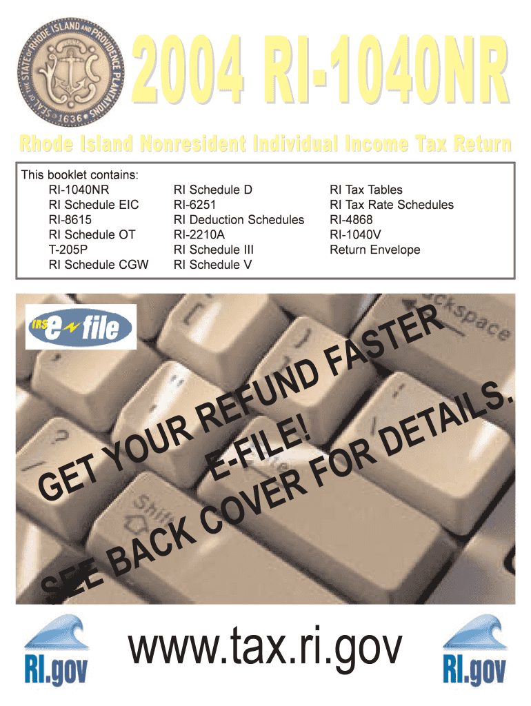 RI 1040NR Front Cover Qxp  Tax Ri  Form