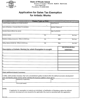 Rhode Island Tax Exempt Form 1998