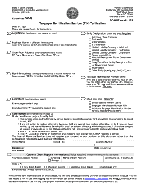 State of South Dakota Substitute W 9 Form