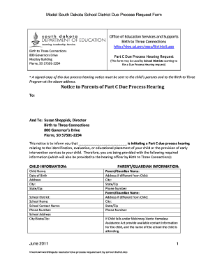 Notice to Parents of Part C Due Process Hearing Doe Sd  Form