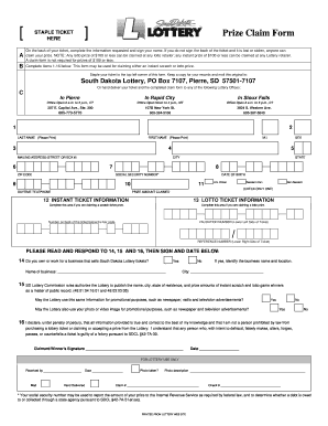 South Dakota Lottery Claim Form