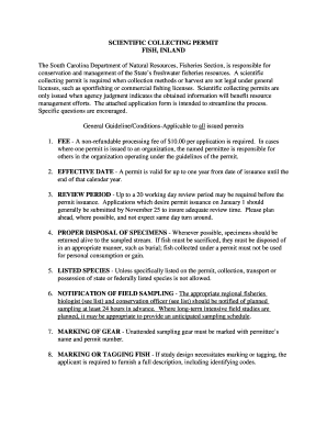 South Carolina Dnr Scientic Collection Permit Form