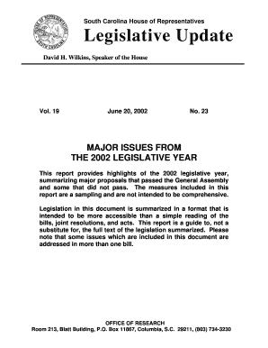 Legislative Update, June 20, South Carolina State Library Statelibrary Sc  Form