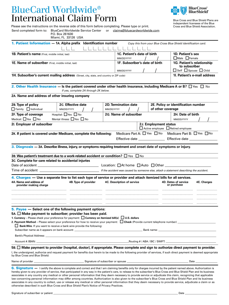 Fax Number of Bluecard Service Center 23255 Form