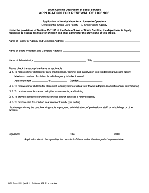 Sc Department of Social Services Form 1522