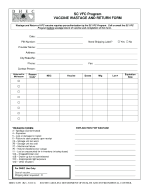 Sc Certificate of Immunization Form