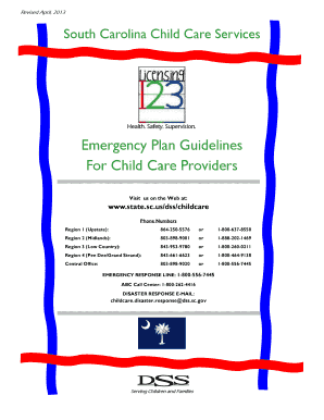 Sc Child Care Emergency Plan Template  Form