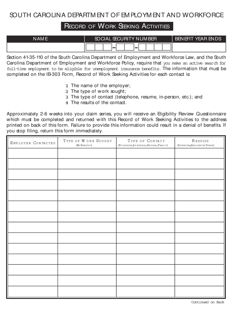  Sc Unemployment Forms 2005-2024