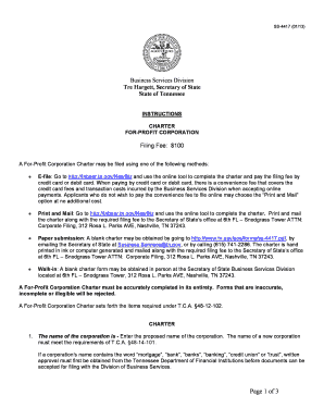 Forms for for Profit Corporations Only Charter Ss 4417