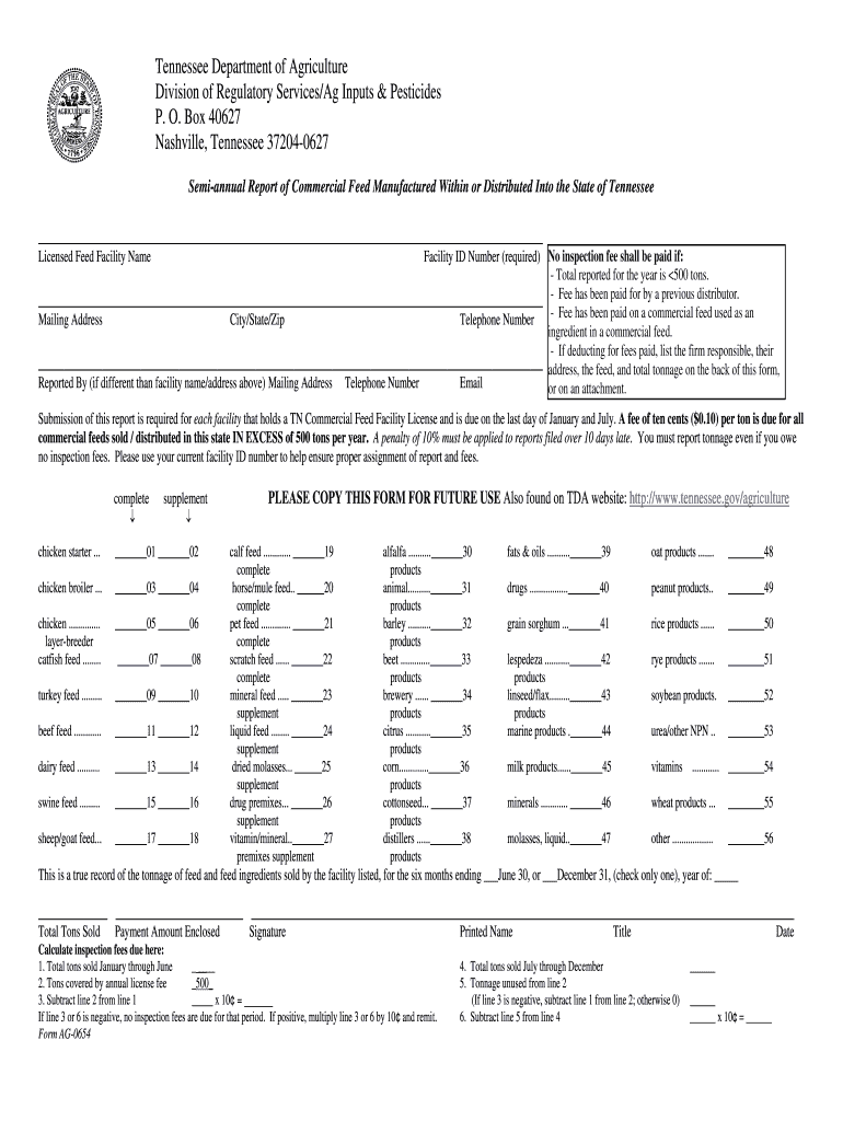 Tn Dept of Agriculture Feed Favility License Form