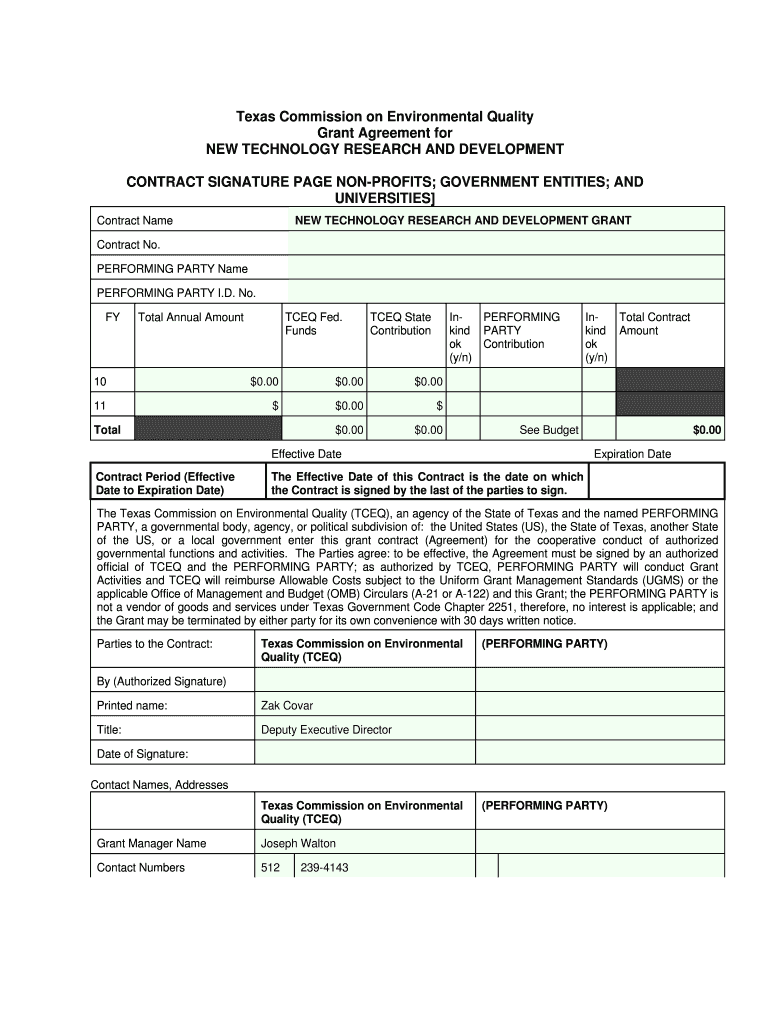 NTRD Non Profit Contract Shell NTRD Non Profit Contract Shell Tceq Texas  Form