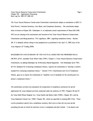 Texas Natural Resource Conservation Commission Chapter 281 Applications Processing Rule Log No Tceq Texas  Form