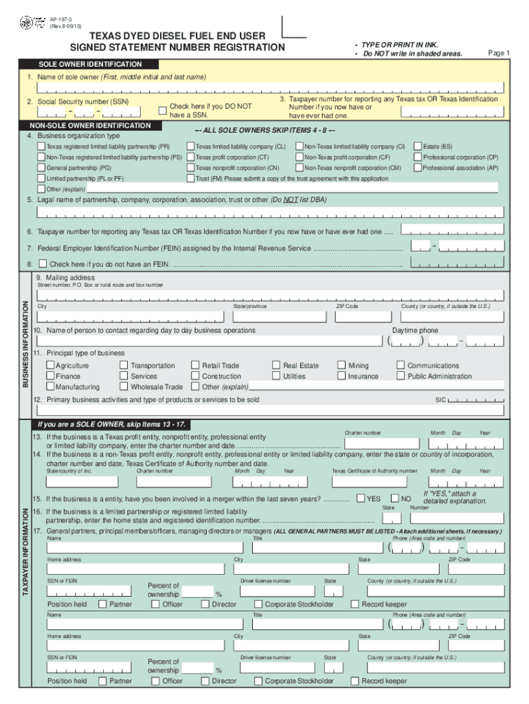  off Road Diesel Permit Texas Form 2018