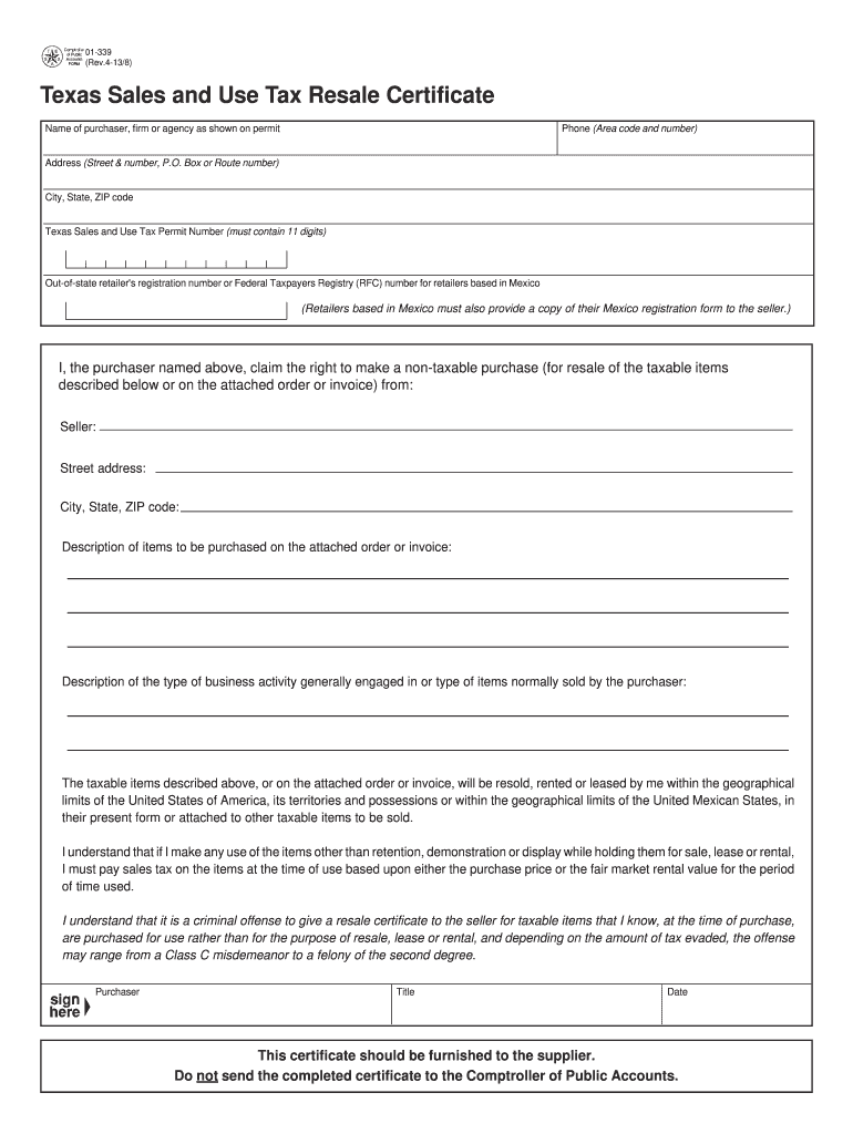 Tax Exempt Form