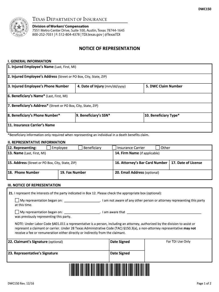 Scwcc Dwc 150  Form