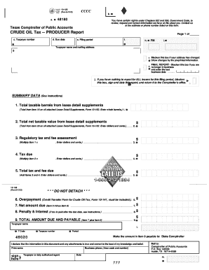 10 158 Crude Oil Tax Producer Report Window on State Government Window Texas  Form