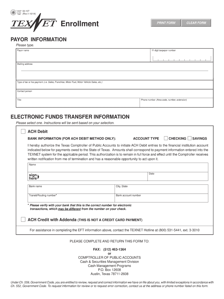  Texnet Enrollment Form 2010-2024