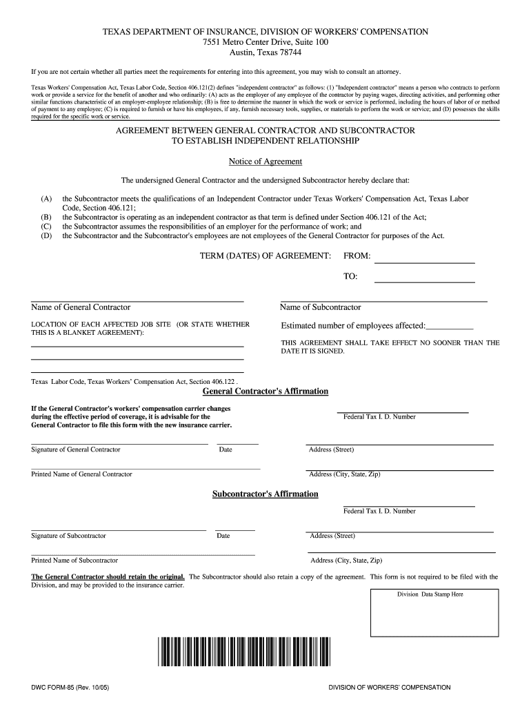  Dwc Form 85 2005-2024