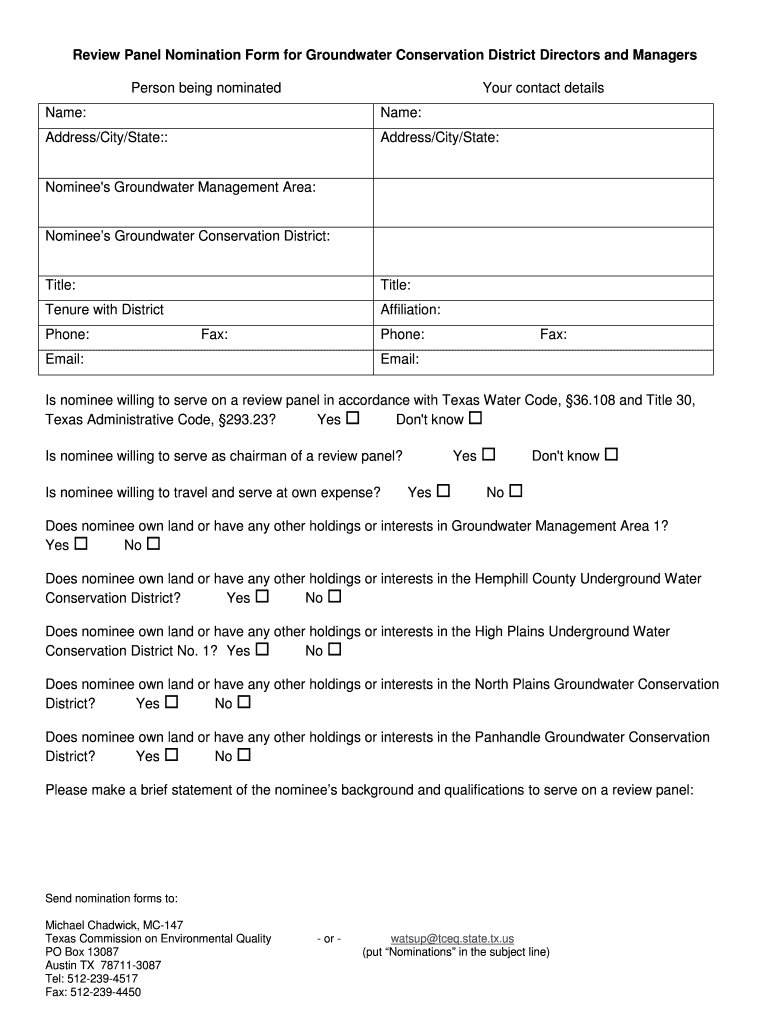 GMA Review Panel Nomination Form Texas Commission on Tceq Texas