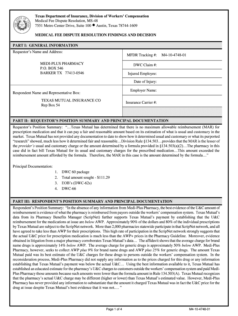 TEXAS MUTUAL INSURANCE CO Tdi Texas  Form