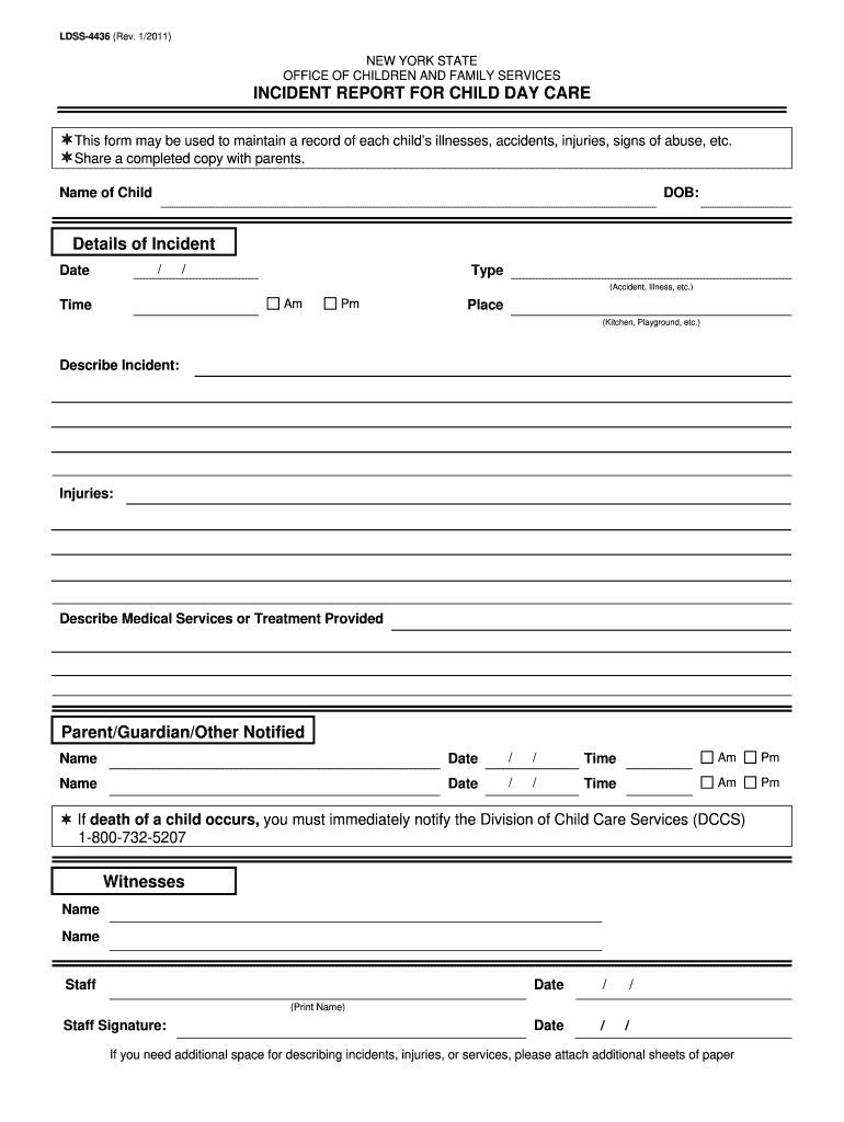  Child Incident Report Example 2011