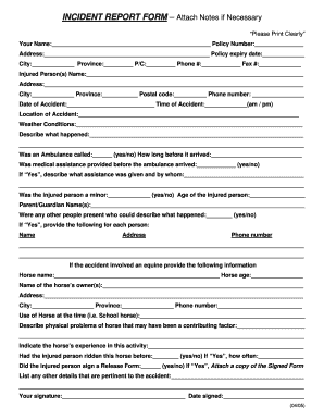 Hotel Incident Report Template Word  Form