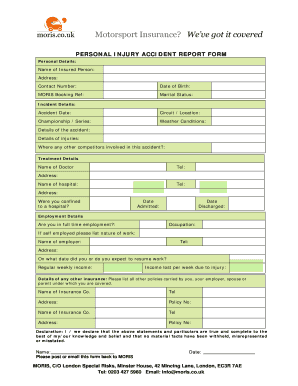 Personal Injury Accident Report Form