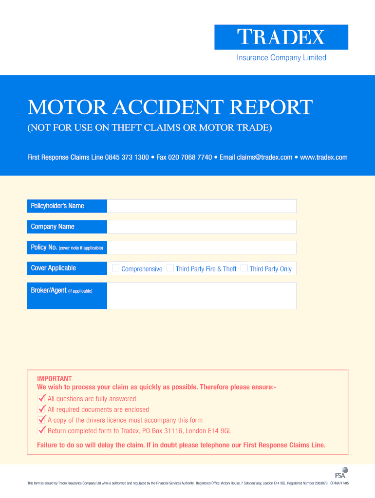 MOTOR ACCIDENT REPORT Spence Insurance Spenceinsurance Co  Form