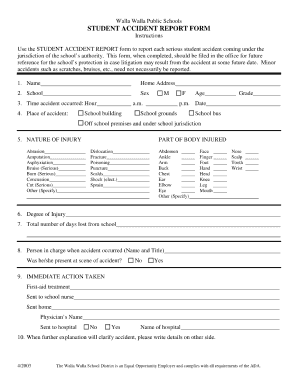 STUDENT ACCIDENT REPORT FORM Wwps