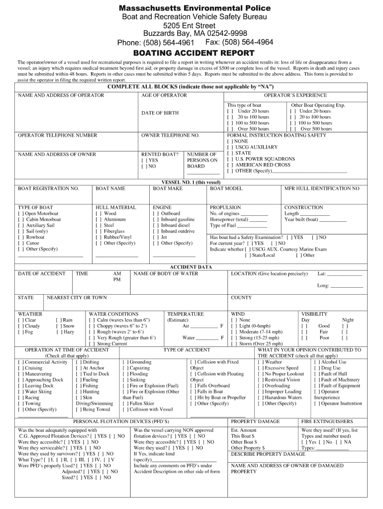 Ma Boating Certificate  Form