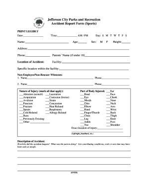 Parks Aqnd Recreation Accident Forms