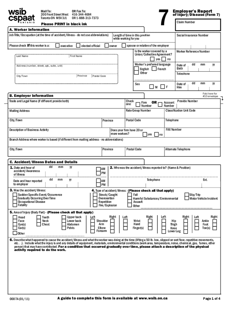  Wsib Form 7 2011-2024