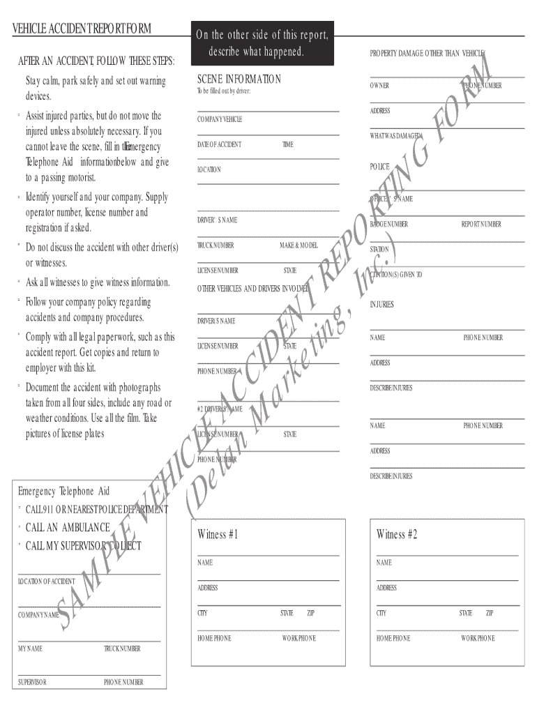 Car Accident Report Sample PDF  Form