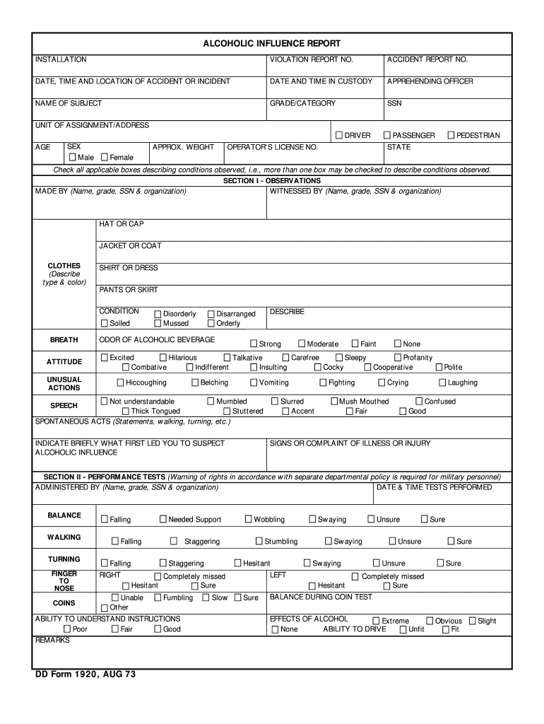 Dd Form 1920