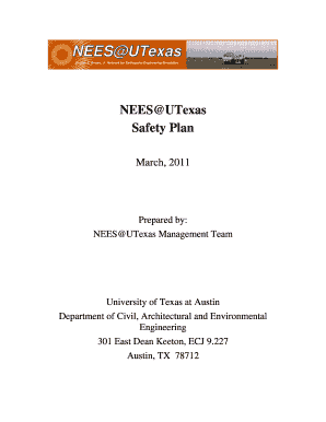 NEES UTexas Safety Plan Nees Utexas  Form