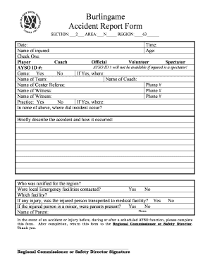 Burlingame Accident Form