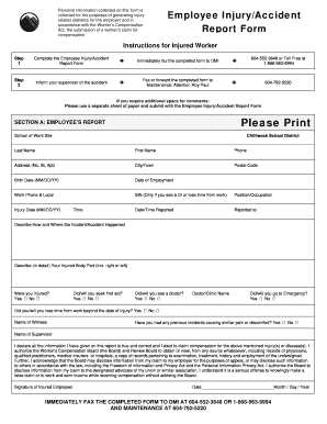 3010 Employee InjuryAccident Report Form Chilliwack School Sd33 Bc