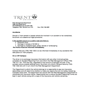 TRENT UNIVERSITY ACCIDENT REPORTING FORM 1 Trentu