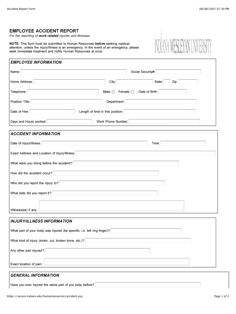 IWU Accident Report Form PDF PPACStaff