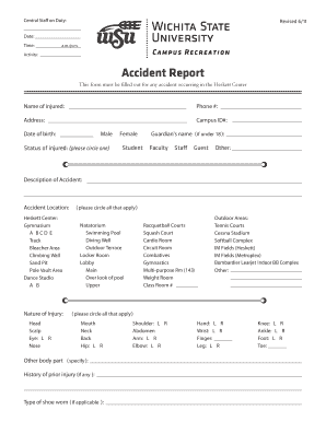 Accident Report Form Wichita State University Webs Wichita